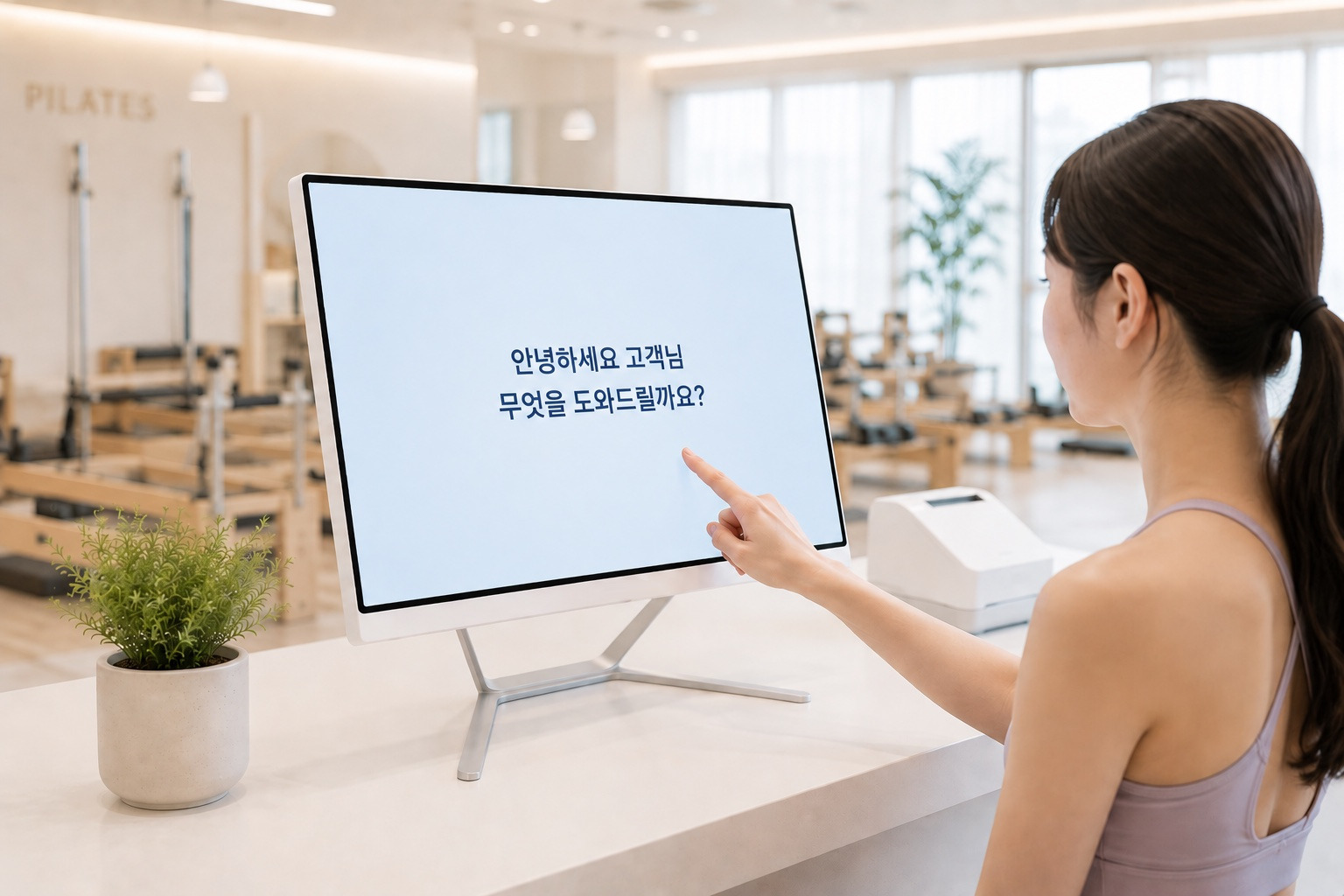 매장 데스크의 키오스크로 문의를 남기는 회원